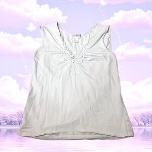 SPANNER White Embroidered Tank Top